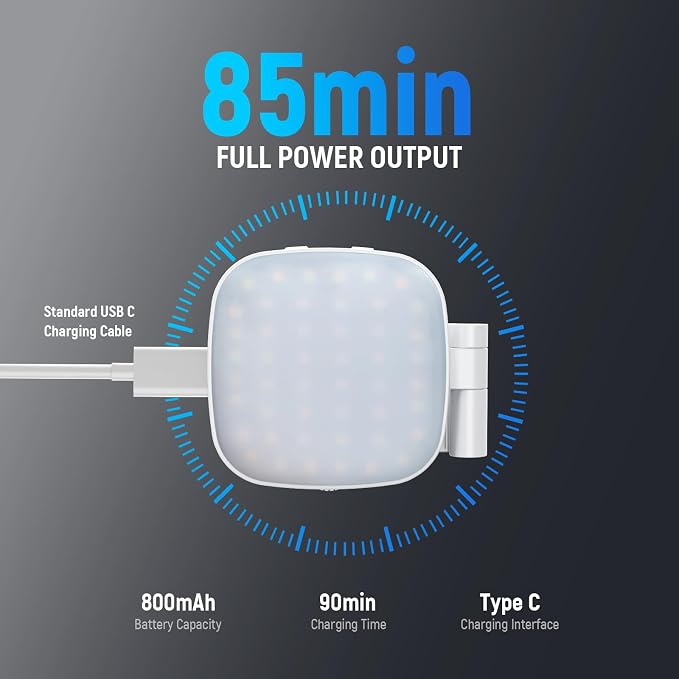 NEEWER Basics Magnetic Selfie Light Compatible with MagSafe iPhone, 2W CRI95+ Bi Color Swivel Small LED Phone Fill Lighting, 680lx/0.3m, Mirror for Vlog Recording Makeup Video Conference, NL45B White - Image 7