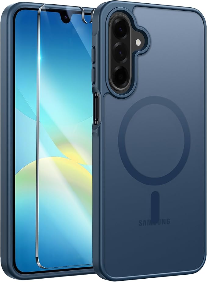FNTCASE for Galaxy A26 5G Phone Case, Fit for Magsafe, Screen Protector | Translucent Matte, 14FT Military Grade Drop Protection, Slim Shockproof Protective, for Samsung A 26 4G Cover, Blue by FNTCASE
