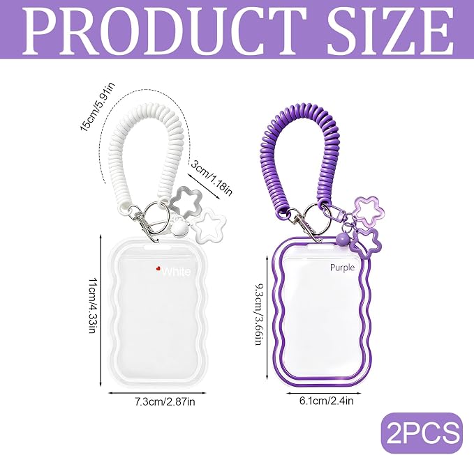2 Pack Cute Photocard Holder Keychain,Kpop Photo Card Holder | Creative Photo Protector Keychain Accessories for Bus Card, Daily Display & Travel Decorations Gifts - Image 2