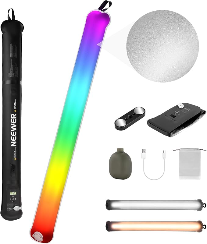 NEEWER Basics 30W Handheld RGB Fill Light 35.5"/90cm, Inflatable, GC30C | 3000Lux 2700-6500K, CRI95, 5000mAh, Type C 45W in/30W Out, Studio Photography Video Recording Streaming Portable TPU Lighting by Neewer