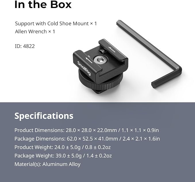 SmallRig Cold Shoe Mount Adapter for Wireless Microphones for DJI Mic- 4822 | Fits for DJI Mic, for RODE Wireless Go II, for Saramonic BLink 900 B&for Hollyland C1, 1/4"-20 Threaded Hole - Image 6