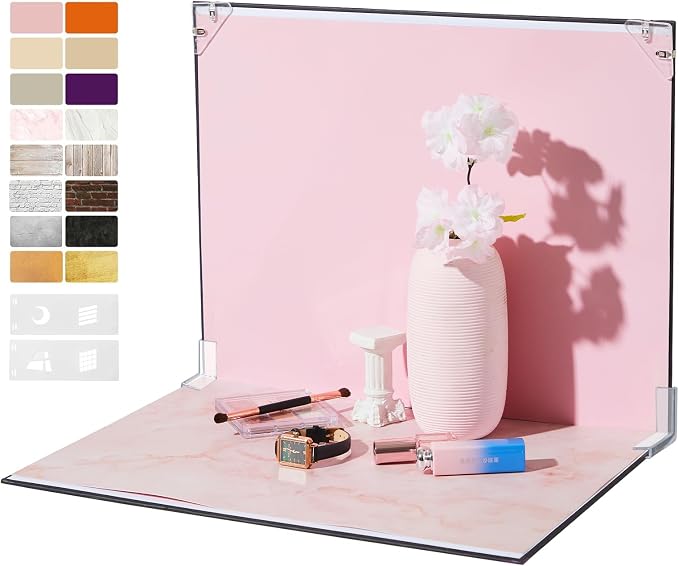 Product Photography Backdrops, 16x11.5 Inch Photo Backdrop Board Kit, 8Pcs 16 Patterns with 2Pcs Photo Shadow Maker for Makeup Product Shooting, Food Jewelry Cosmetics Photography by EOAJAFOU