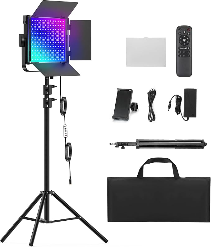 RGB Photography Lighting Kit, 50W Bi-Color Professional LED Studio Lights, 2300k~8500k Dimmable Photo Lights for Photography Filming Camera Video Recording Stage Shooting Streaming YouTube TikTok by ALTSON