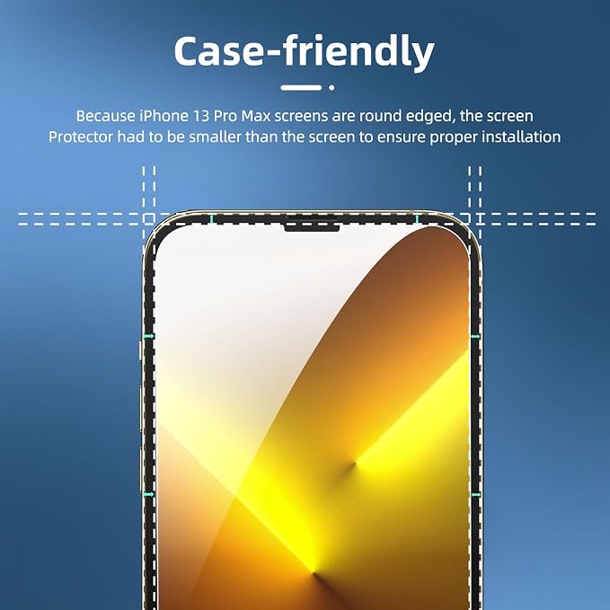 NEW'C 3x for iPhone 13 Pro Max Screen Protector (6.7 inches)+ 3x Camera Lens Protector, Sensor Protection + Dust Plug - Case Friendly Tempered Glass Film, Ultra Resistant - Image 3