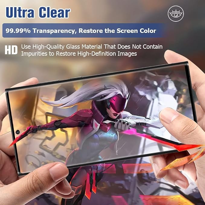 XDesign [2+2 Pack Galaxy S23 Ultra Screen Protector, 9H Tempered Glass Scratch Resistant, Ultrasonic Fingerprint Support, For Samsung Galaxy S23 Ultra 5G 6.8 Inch Glass Screen Protector - Image 7