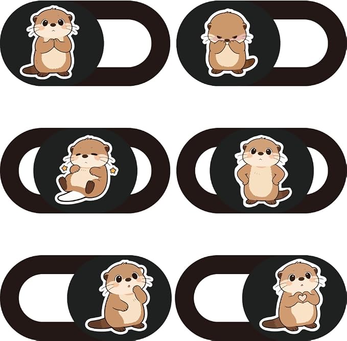 6Pcs 6 Styles Otter Cute Laptop Camera Cover Privacy Guard Accessories, 0.04 Inch Ultra Thin Webcam Cover Slide Protector Blocker for Desktop Computer Tablet Notebook Mini PC Office Use by PRESSINART