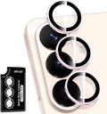for Samsung Galaxy S26 Camera Lens Protector, Individual Metal Ring Tempered Glass Lens Cover, [Strong Adsorption] Scratch Resistant Ultra-Thin HD Clear Lens Cover, 1 Set-Pink Ring by Btscase