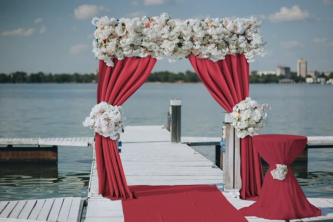 Joydeco 10x10ft Red Christmas Backdrop Curtain for Parties, Wrinkle Free Red Christmas Curtains Photo Backdrop for Wedding, Birthday Party Graduation Baby Shower Photography(5ft x 10ft, 2 Panels) - Image 6