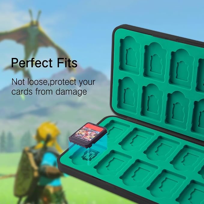 PERFECTSIGHT 48 Switch Game Card Case for Nintendo Switch OLED/ Lite, Cute Switch 2 Game Holder Cartridge Case for Game Cards and SD Cards, Kawaii Portable Compact Storage Box, Black Kingdom - Image 3