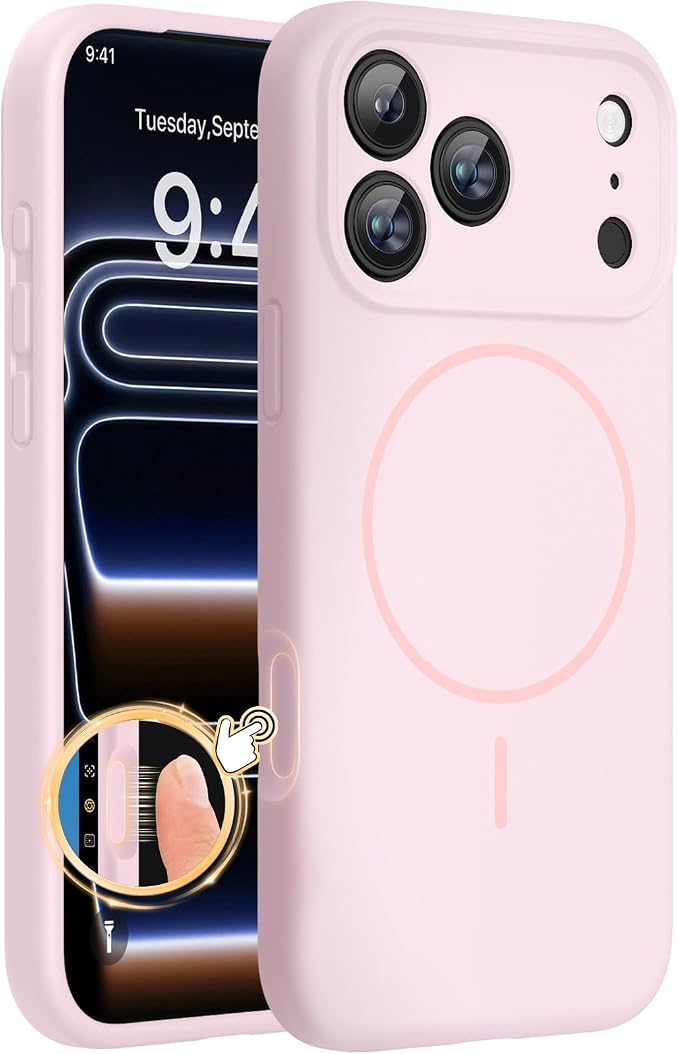 Miracase Silicone & Magnetic for iPhone 17 Pro Max Case, Sand Pink | Compatible with MagSafe, Camera Control Cover, Premium Silicone Cover Shockproof Drop Protection Phone Case for 17 Pro Max by Miracase