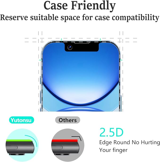 2 Pack Tempered Glass Screen Protector for iPhone 14 6.1-Inch | with 2 Pack Camera Lens Protector, Anti Scratch, Bubble Free, Case Friendly - Image 6