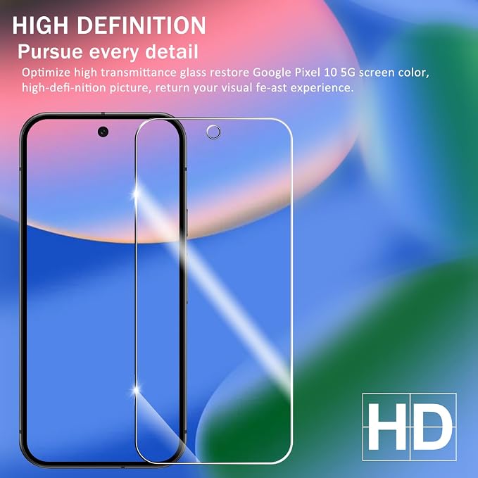 Screen Protector for Google Pixel 10, [2+2 Pack] Tempered Glass & Camera Lens Protectors[Ultrasonic Fingerprint Unlock] [Case Friendly] [Bubble-Free] Screen Protector Glass For Pixel 10 - Image 6