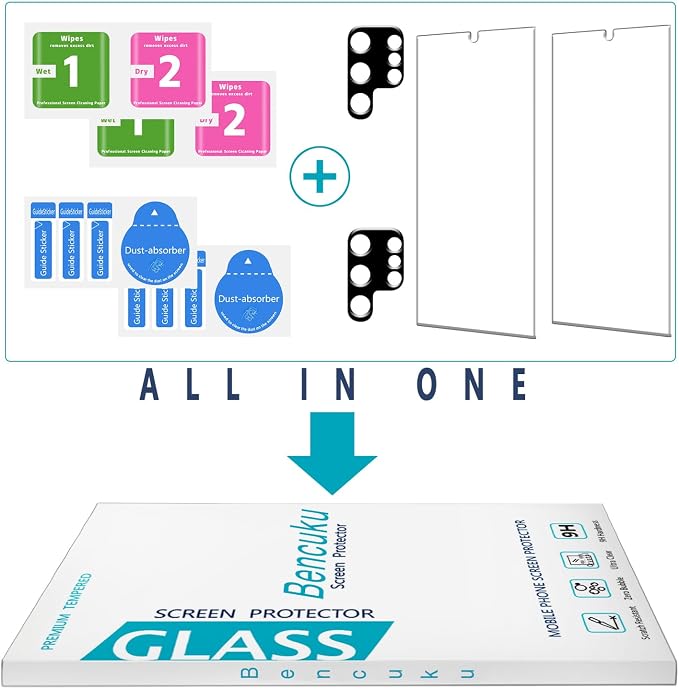 Screen Protector for Samsung Galaxy S24 Ultra Tempered Glass | Camera Lens Protector, Fingerprint ID Compatible, Anti Scratch, 2+2 Pack - Image 7