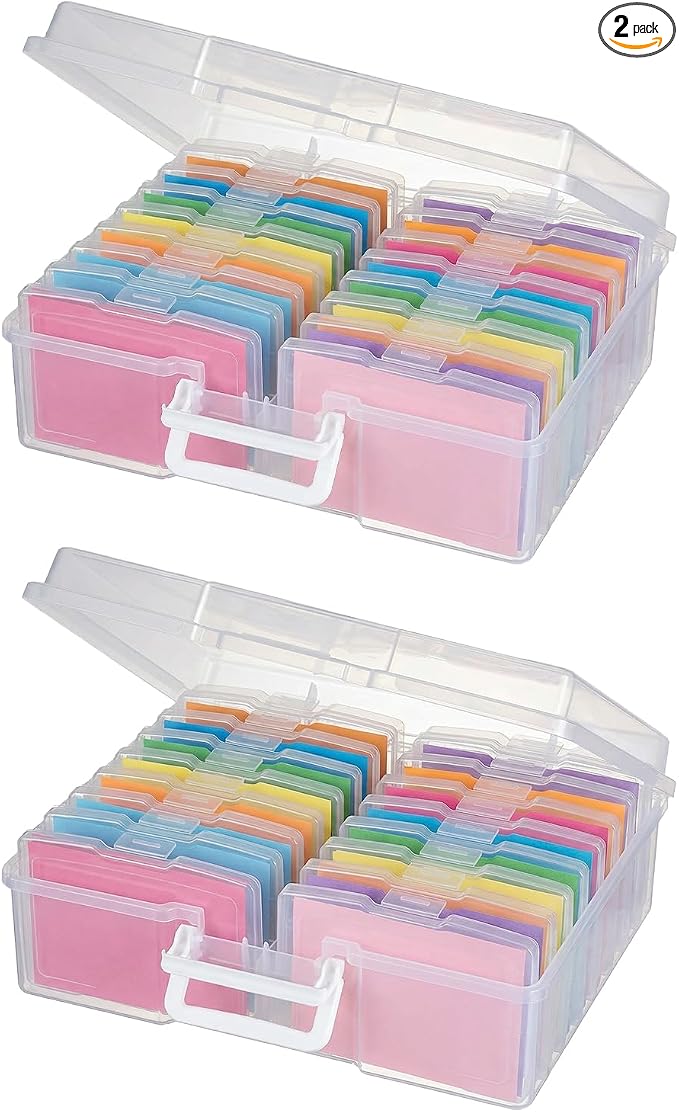 novelinks Photo Storage Box and 16 Inner 4" x 6" Photo Storage Containers | 2Pack Clear, Photo Albums 4x6 Pictures, Photo Organizers and Storage, Card Game Storage, Task Boxes for Special Education by novelinks