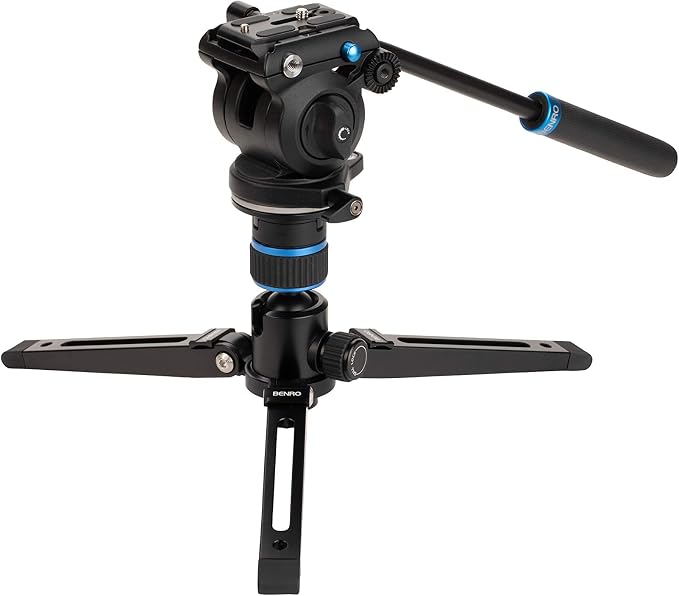 Benro Connect Video Monopod with S2 PRO Flat Base Fluid Video Head, Head Mounts to 3 Leg Base, 2.5kg Max, 3 Leg Folding Base w/Ball Lock, Flip Lock, Carrying Case - Image 6