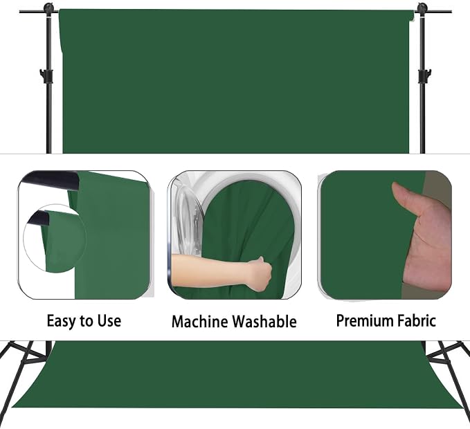 Dark Green Photography Backdrop for Photoshoot, Fabric 6x9ft | Versatile Studio Photo Backgrounds, Non Reflective, Easy to Use, for Portraits, Product, Party, Video Creation - Image 6