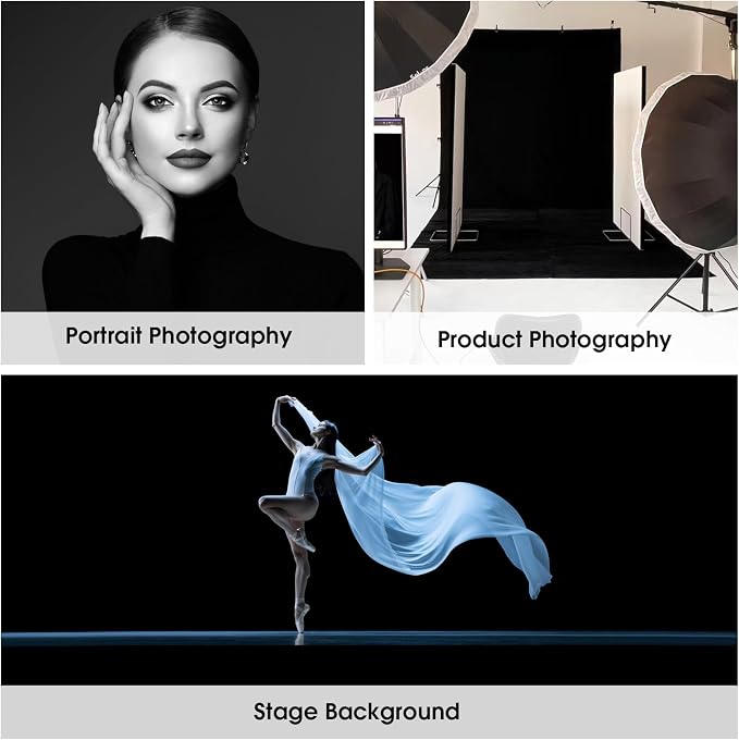 CPLIRIS 10x20ft Black Backdrop for Photography, Dual-Size Dual-Pocket Design Photo Booth Background for Portrait Photoshoot, Party and Video with Both Options of 10 feet and 20 feet in Width - Image 8