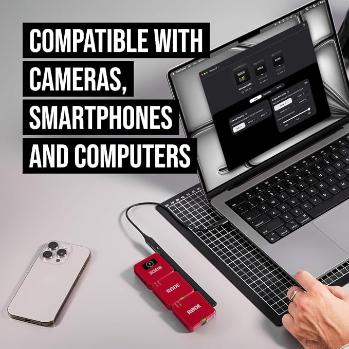 RØDE Wireless GO (Gen 3) – Compact Wireless Mic – Pristine Audio, 32-bit Float Recording, Automatic Level Control, for Phones, Cameras and Computers (Red) - Image 3