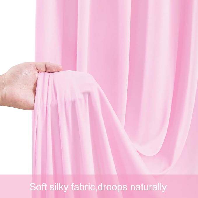8 Panels Pink Backdrop Curtains for Wedding Party Wrinkle Free Backdrops Curtain Drapes Fabric Decorations Photo Back Drop Cloth for Baby Shower Photography Stage Reception 40ft(W) x 12ft(H) - Image 8