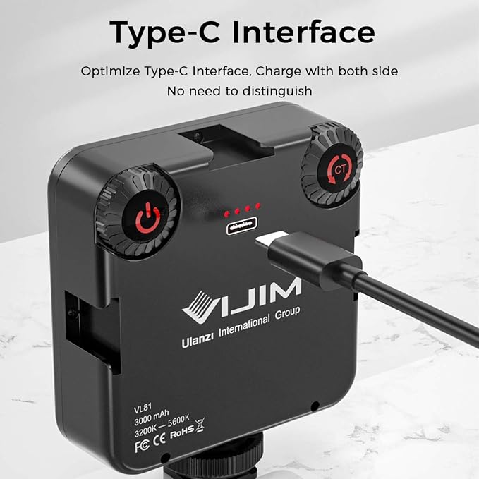 ULANZI VL-81 3000mAh Bi-Color LED Video Light w Softbox - 3200K-5600K+CRI95 Rechargeable Camera Light, 3 Cold Shoe Mount for DSLR/GoPro/Sony/Canon/iPhone, Vlog Filming TikTok Live & Photography - Image 5