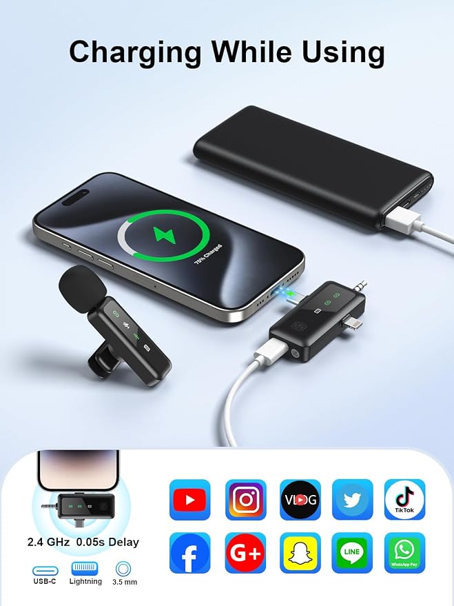 BILIWAL Wireless Lavalier Microphone 3IN1 Port for Most Devices | Noise Cancelling Lapel Recording Entry-level 2 Pack Mics - Image 7