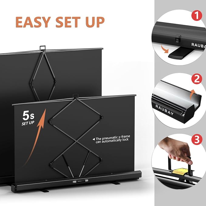 【Wider Style】 RAUBAY 78.7 x 82.7in Large Collapsible Black Backdrop Screen | Portable Retractable Panel Photo Background with Stand for Video Conference, Photographic Studio, Streaming - Image 4