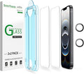 amFilm OneTouch for iPhone 17e / iPhone 16e Screen Protector Tempered Glass | Auto-Alignment, 30s Install, Bubble Free,Case Friendly,Scratch & Drop Protection, Camera Lens Protector[2+2 Pack] (16e-6.1'') by amFilm