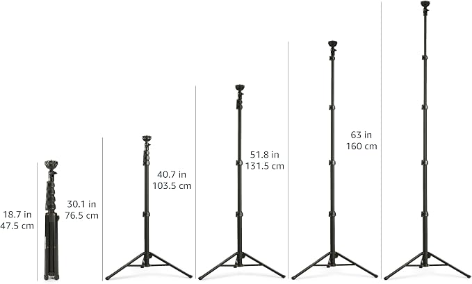 Amazon Basics 64-inch Extendable Tripod for iPhones and Smartphones, Selfie Stick Mode and Phone Tripod Mode, Black - Image 2