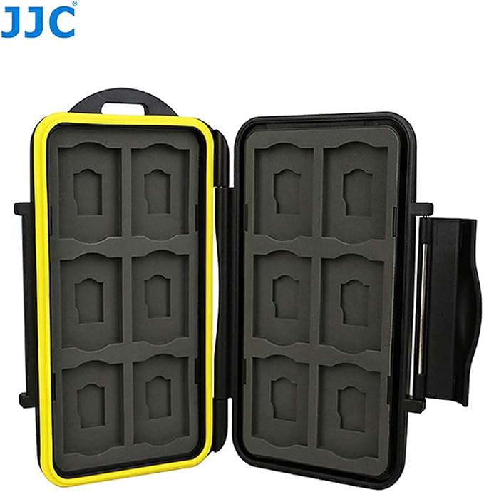 JJC MC-SDMSD24 Ruggard SD Card Case, Micro SD Card Case, Water-Resistant Case for SD Micro SD Cards, Rubber Sealed Ergonomic Locking Easy Carrying Memory Card Case Fits 12 SD 12 Micro SD Cards - Image 4