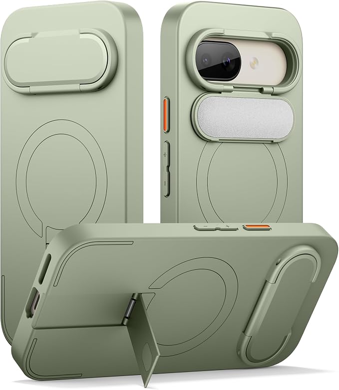 SURITCH for Google Pixel 9a Phone Case, Compatible with MagSafe, Protective Cover with Camera Cover & Adjustable Metal Kickstand for Pixel 9a -Sage Green by SURITCH