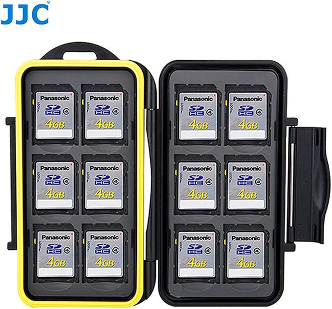 JJC MC-SD12 Water-Resistant Holder Storage Memory Card Case for 12 SD Cards (Black) - Image 7