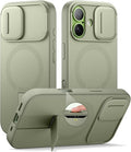 SURITCH for iPhone 17 Case with Camera Control Cover, Camera Slide Cover and Adjustable Kickstand, Compatible with MagSafe, Shockproof Bumper Protective Cases 6.3 Inch, Green by SURITCH