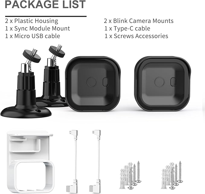 Blink Outdoor Camera Mount,360°Swivel Mount for Blink Outdoor 4/2K+ Camera | 2Pack Weatherproof Housing Covers, Wall Mount for Blink Home Security System, Blink Sync Module Mount, Black - Image 8