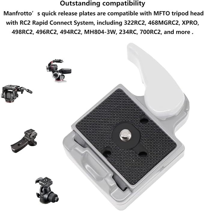 2 Pack Quick Release Plate, Tripod Quick Release Adapter Compatible for Manfrotto 200PL-14 QR Cameras Tripod, Camera Mounting Adapter with 1/4" and 3/8" Screws Ball Head Parts Replacement Adapter - Image 4