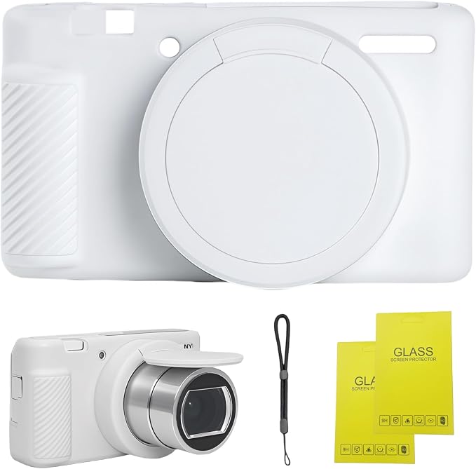 Camera Case for Sony ZV1 Digital Camera.ZV-1 Accessories | Soft Silicone Protective Case Removable Lens Cover,Comes with 2 Screen Protectors and 1 Wrist Strap.(White) by SZHSYJY