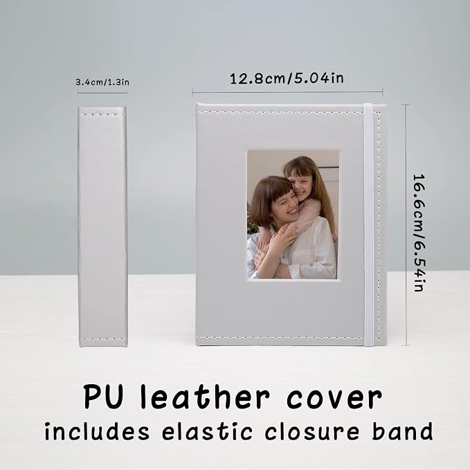 Small Photo Album 4x6, Pack of 2 Leather Photo Book, Each Mini 26-Page Album Holds 52 Photos, Art Presentation Folder for Postcards & Picture Storage Grey - Image 4