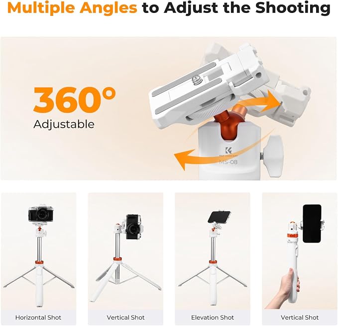 K&F CONCEPT 62'' Selfie Stick Tripod. | 2-in-1 Phone Holder, 360°Ball Head Compatible with DJI Osmo Pocket 4/3 GoPro 13/12 iPhone17. MS08 - Image 5
