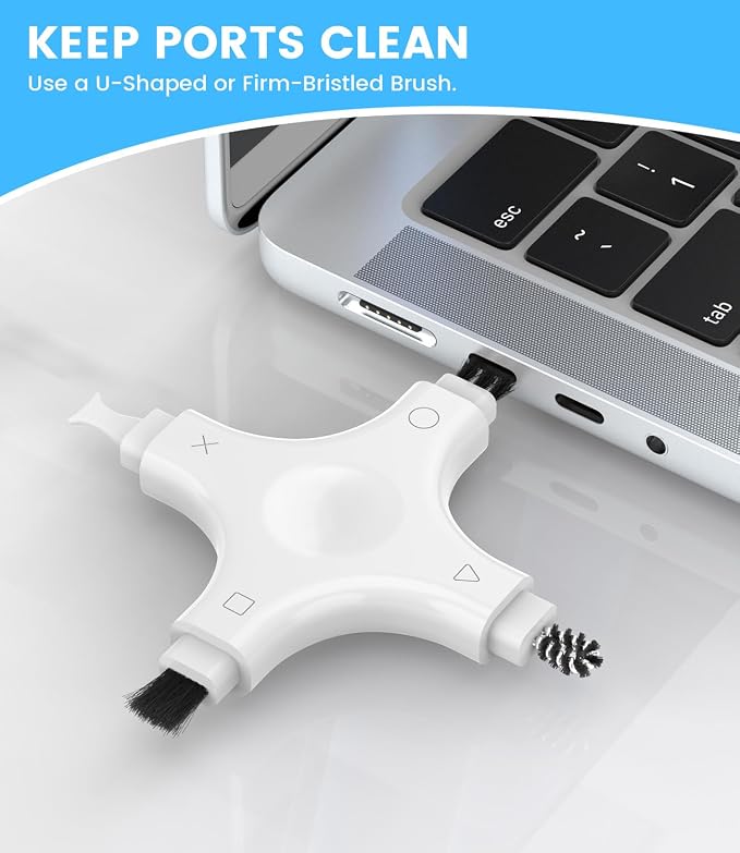 Phone Cleaning Kit, Multi-Tool Charging Port Cleaner with Soft PVC Brushes for iPhone & USB-C Devices, Speakers & Earbuds, White - Image 5