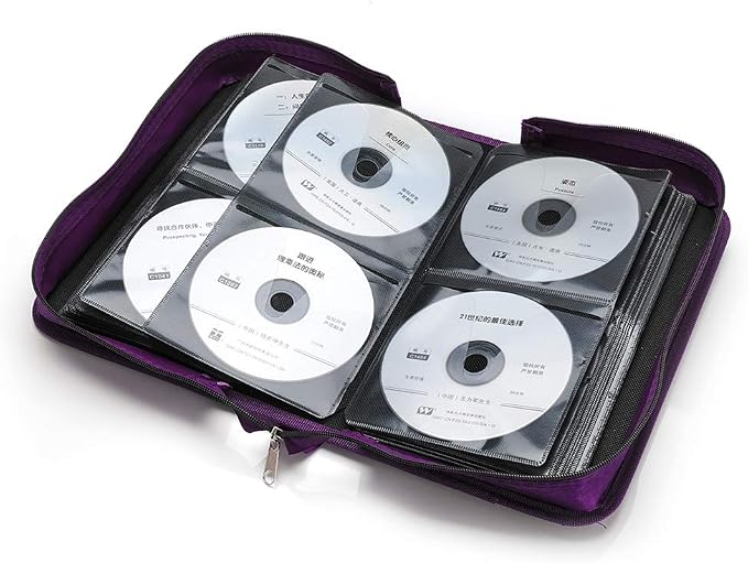 CCidea CD Case DVD Storage Holder, 128 Capacity DVD Cases Organizer CD Plastic Protective Carrying Binder,Portable Cd Wallet for Home Travel (Purple) - Image 2