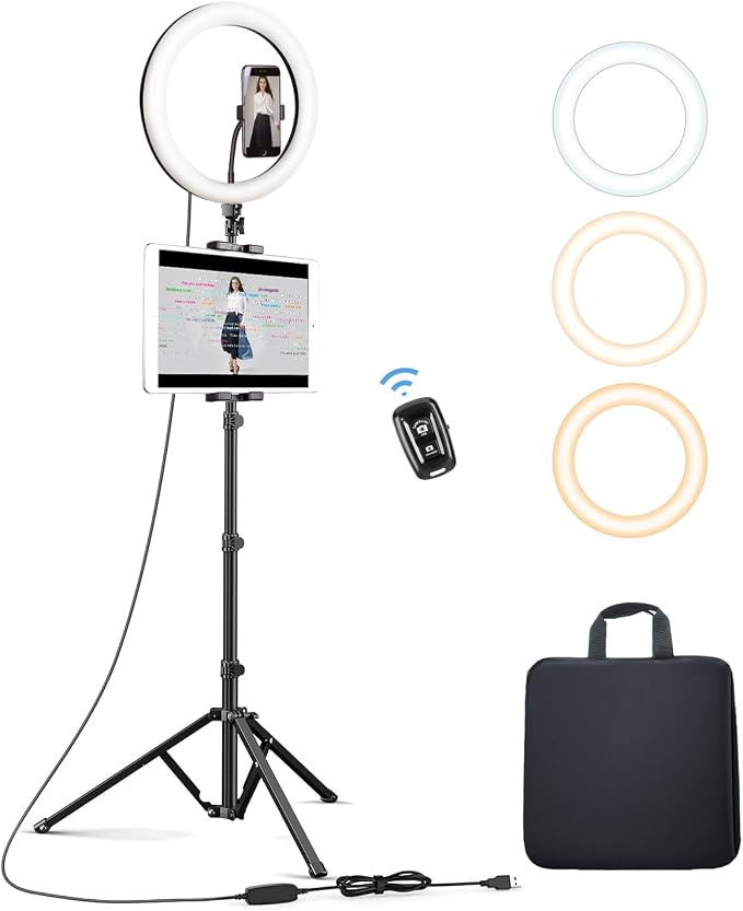 Elitehood 12’’ Ring Light with Tripod Stand (72’’ Tall) & iPad/Phone Holder | Dimmable Selfie Circle LED Lights Ringlight for Video Recording, Conference, Makeup, Laptop, Computer, Webcam, YouTube by Builtyourelitelive