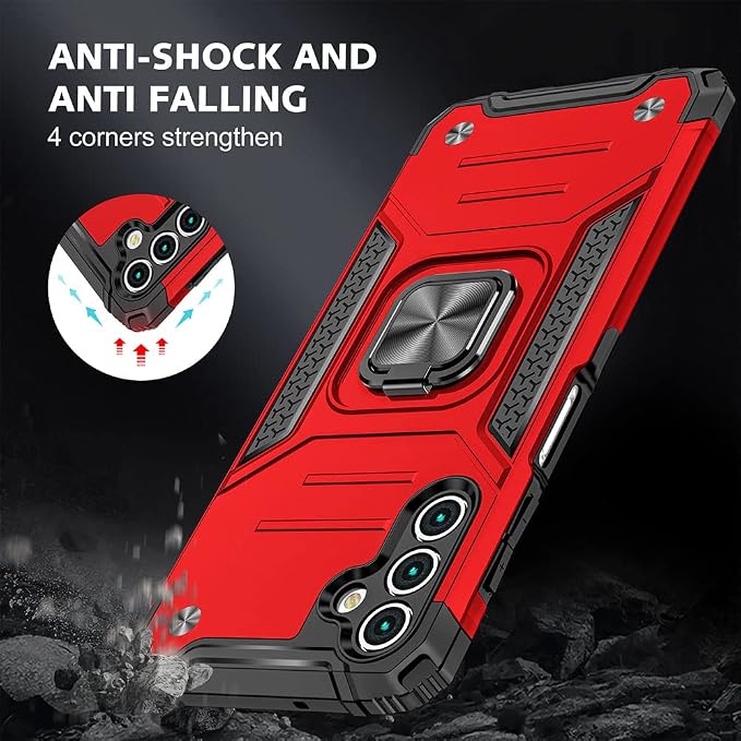 HNHYGETE for Samsung A13 5G Case, Galaxy A13 5G Case with Screen Protector, 360°Military Grade Rotatable Kickstand (Heavy Duty) Protective Cases for Samsung Galaxy A13 5G (Red) - Image 2
