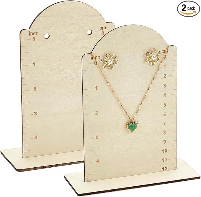 FINGERINSPIRE 2 Pcs Earring Measurement Display Stand 5.1x2.4x6.3 Wood Ear Stud Stand Earring Organizer Frame with Measurement Floral White Arch-Shaped Earring Holder for Measuring Selling Earring by FINGERINSPIRE