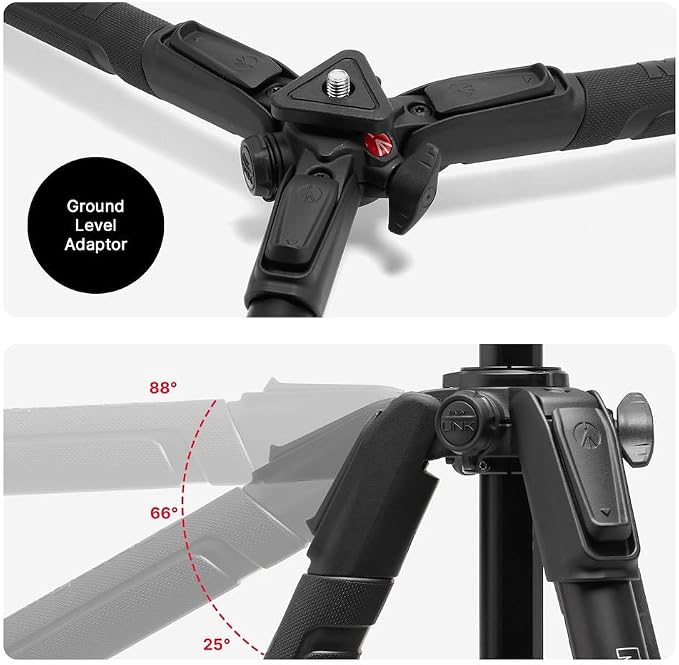 Manfrotto 190X AS, 3-Section Aluminum Camera Tripod, Photo-Kit with Ball Head, Ground Level, Arca-Swiss Plate, Quick Power Lever Lock, 22lbs Payload, for DSLR and Mirrorless, Photo Shooting Supports - Image 6