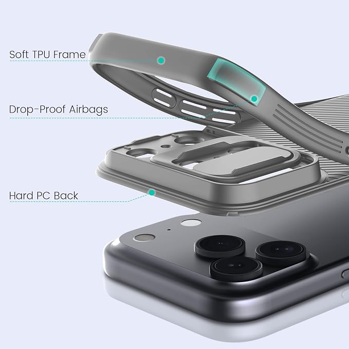 Nillkin for iPhone 17 Pro Case with Slide Camera Cover & Thin Slim Fit | Shockproof Protective | Protector Privacy | Phone Case Camera Lens Protector, Gray - Image 7