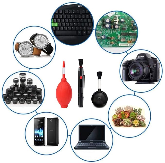 Camera Cleaning Kit, Electronics Cleaning Tools & Accessories Include Air Blower Pump, Lens Cleaner Pen and Dust Blower Cleaner with Brush for DSLR VCR DC Camera Lenses Telescope Filters Cleaning - Image 7