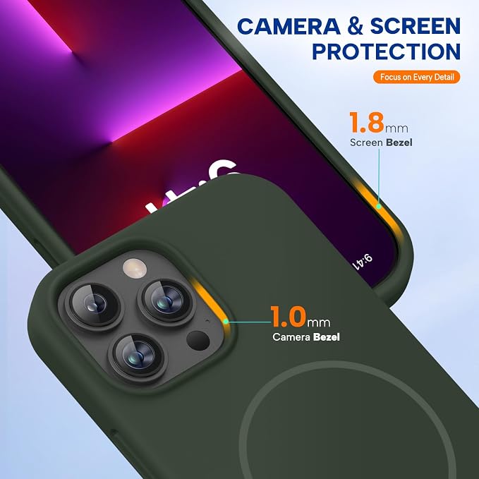 Miracase Magnetic for iPhone 13 Pro Case, Silicone, Soft Microfiber Lining - Image 4