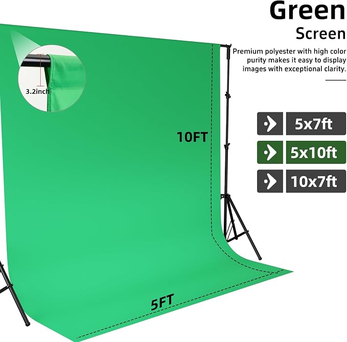 Green Screen Chromakey Streaming Backdrop Curtain, 5x10FT | Multipurpose Photography for Gaming Studio Photoshoot Christmas Party Video Recording Non-Reflective Easy Setup High Density - Image 4