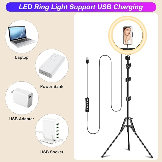 STALLY 12.3" Ring Light with Stand, 75" Tripod and Desk Tripod, 2 Holders | Ring Light Tripod with 3 CCT Mode, 96 Color Modes, Wireless Remote, Great Selfie Light for Live Stream/Makeup/YouTube/TikTok - Image 9