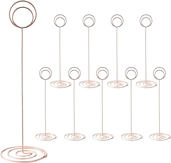 Table Number Holders, 10PCS Place Card Holder, Photo Holder (8.7"Rose Gold) | Cards Stand Name Menu Clips, Large Size Table Sign Card Holders for Centerpieces Wedding Birthday Party by Hoewina