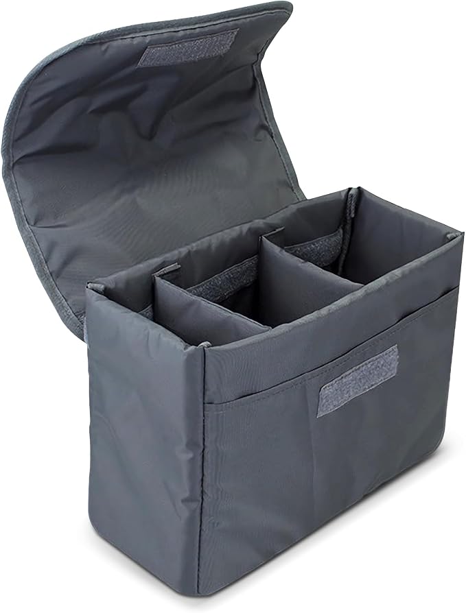 Camera Insert Bag,Backpack Inner Camera Padded Organizer Case | DIY Adjustable Dividers,Soft Padded Protection,with Cover,Water-Resistant,Fits Sony Canon Nikon,Travel Commute,9.8x4.3x7.1 in by Goodhelperathome